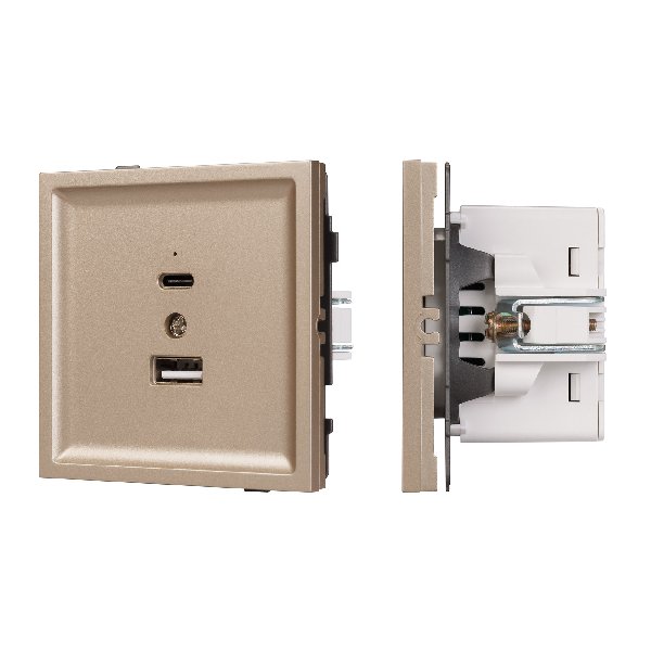 Механизм USB розетки SCT-TENDO-MUAC-PL-GD (5V, 3A, QC3) (Arlight, -)