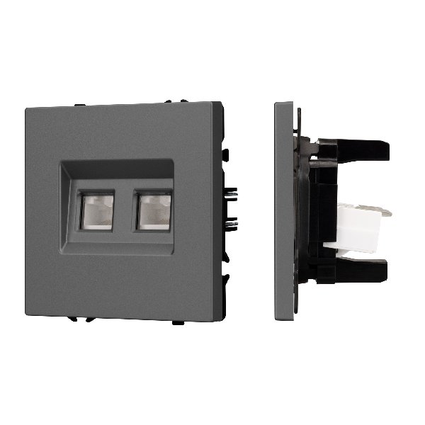 Механизм сдвоенной компьютерной розетки SCT-NOBE-MPC2-SFPL-GR (RJ-45, CAT6) (Arlight, -)