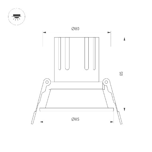 Светильник MS-FLOW-BUILT-R85-6W Warm3000 (BK, 55 deg, 230V) (Arlight, IP20 Металл, 5 лет)