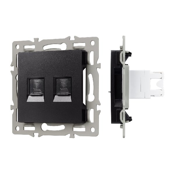 Механизм компьютерной розетки двойной SCT-MPC2-PL-BK (RJ-45, CAT6) (Arlight, -)