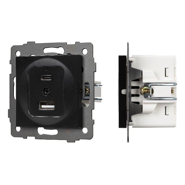 Механизм USB розетки SCT-MUAC-PL-BK-V (5V, 3A, QC4) (Arlight, -)