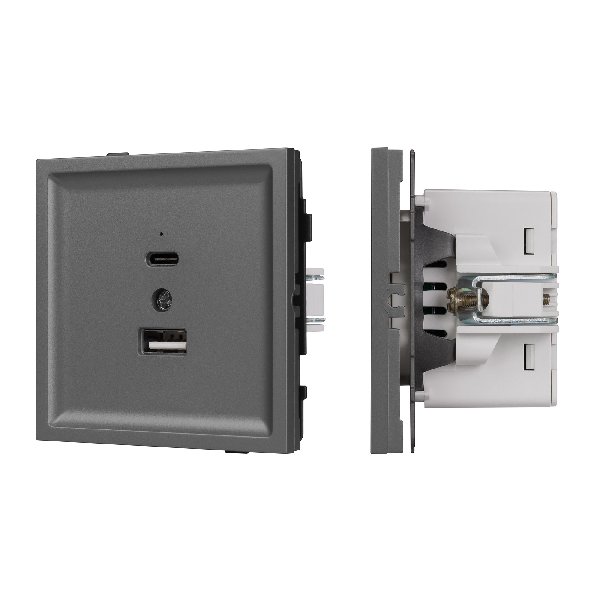 Механизм USB розетки SCT-TENDO-MUAC-SFPL-GR (5V, 3A, QC3) (Arlight, -)