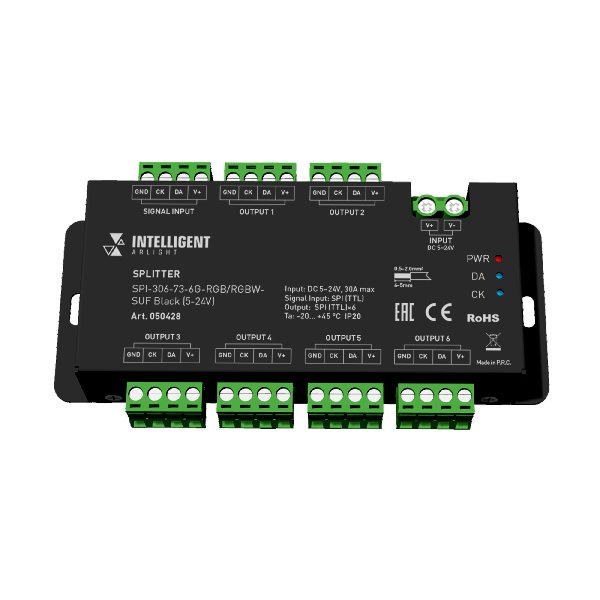 INTELLIGENT ARLIGHT Сплиттер SPI-306-73-6G-RGB/RGBW-SUF Black (5-24V) (IARL, IP20 Металл, 5 лет)