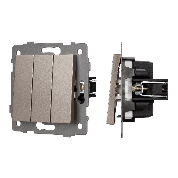 Механизм выключателя трехклавишный непроходной SWT-MK03-PL-GD-V (250V, 10A) (Arlight, -)