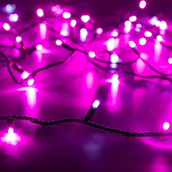 Светодиодная гирлянда ARD-STRING-CLASSIC-10000-BLACK-100LED-FLASH PINK (230V, 7W) (Ardecoled, IP65, 