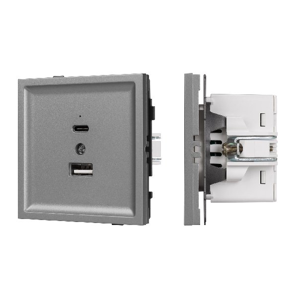 Механизм USB розетки SCT-TENDO-MUAC-PL-GR (5V, 3A, QC3) (Arlight, -)