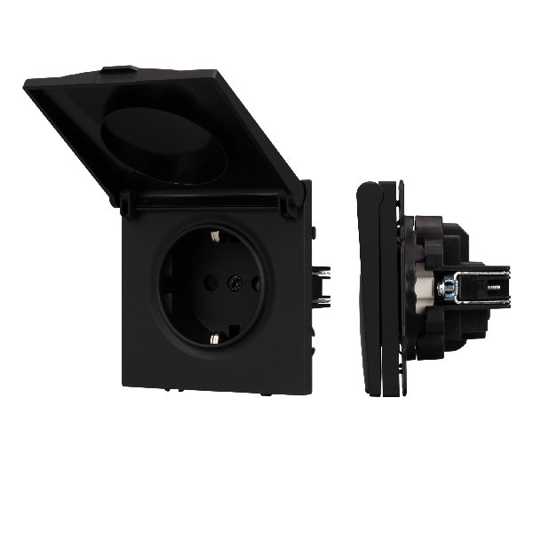 Механизм розетки влагозащищённый SCT-NOBE-MCP-SFPL-BK (230V, 16A) (Arlight, -)