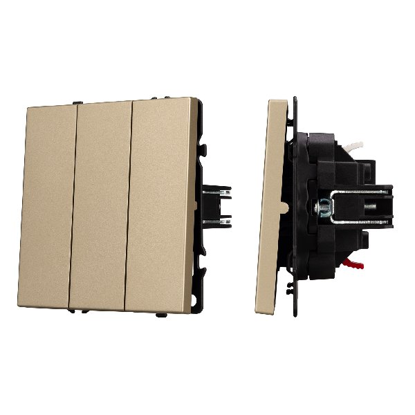 Механизм выключателя трехклавишный непроходной SWT-NOBE-MK03-SFPL-GD (230V, 10A) (Arlight, Золотой п