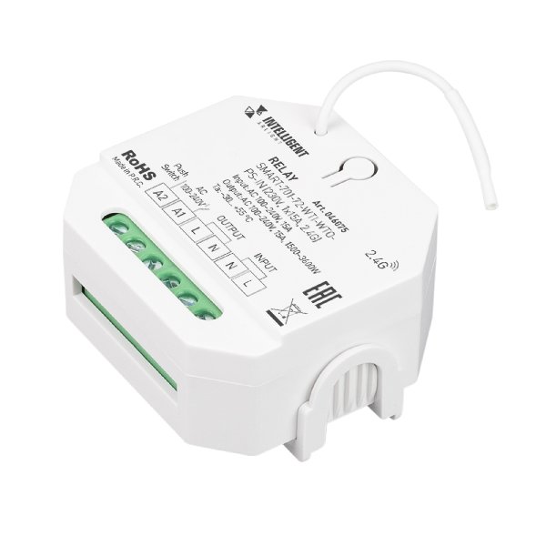 INTELLIGENT ARLIGHT Релейный модуль SMART-701-72-WTI-WTO-PS-IN  (230V, 1x15A, 2.4G) (IARL, IP20 Плас