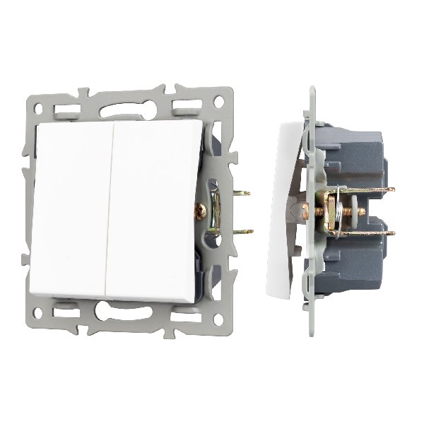 Механизм выключателя двухклавишный проходной SWT-MKP2-PL-WH (250V, 16A) (Arlight, -)