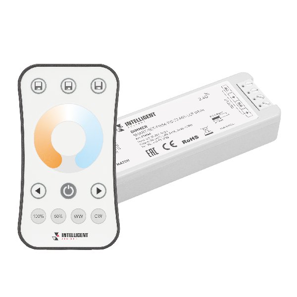 INTELLIGENT ARLIGHT Диммер SMART-SET-PWM-102-72-MIX-SUF White (12-24V, 2x5A, ПДУ RING 10кн, 2.4G) (I