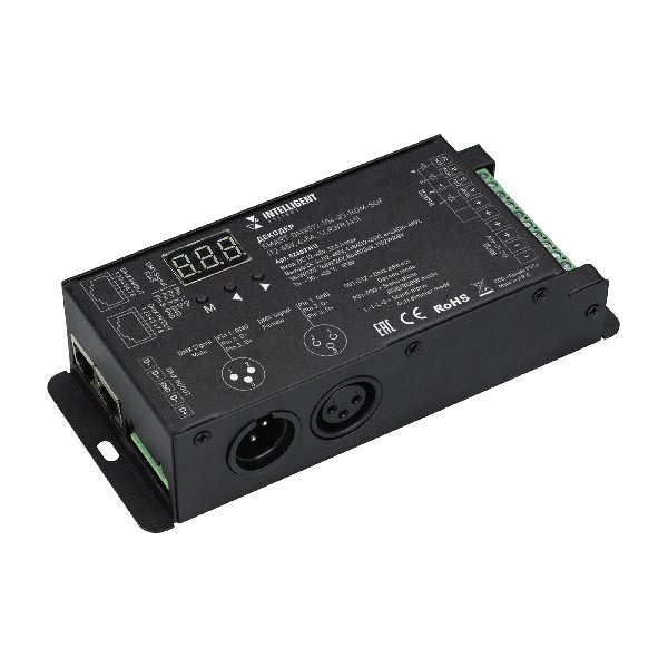 INTELLIGENT ARLIGHT Декодер SMART-DMX512-104-83-RDM-SUF (12-48V, 4x8A, XLR3/RJ45) (IARL, IP20 Металл