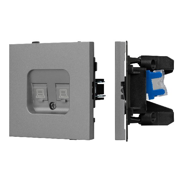 Механизм компьютерной розетки двойной SCT-TENDO-MPC2-PL-GR (RJ-45, CAT6) (Arlight, -)