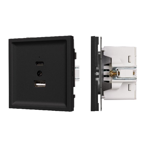 Механизм USB розетки SCT-TENDO-MUAC-SFPL-BK (5V, 3A, QC3) (Arlight, -)