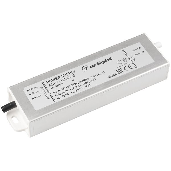 Блок питания ARPV-12040-B (12V, 3.3A, 40W) (Arlight, IP67 Металл, 3 года)