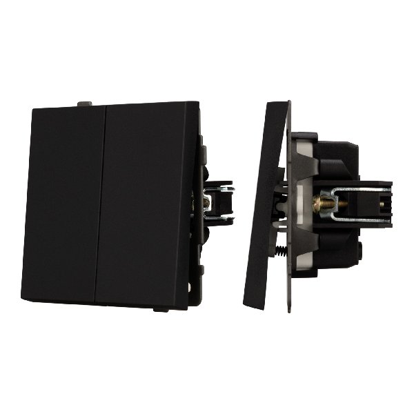 Механизм выключателя двухклавишный непроходной SWT-TENDO-MK02-SFPL-BK (230V, 10A) (Arlight, -)