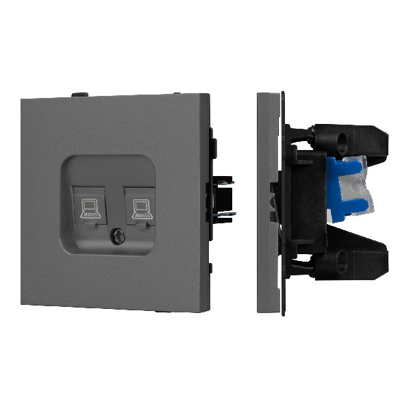 Механизм компьютерной розетки двойной SCT-TENDO-MPC2-SFPL-GR (RJ-45, CAT6) (Arlight, -)