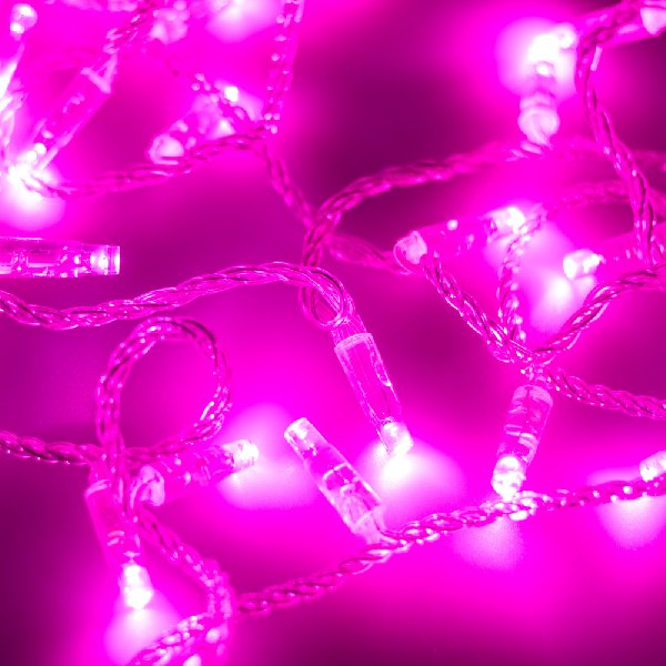 Светодиодная гирлянда ARD-STRING-CLASSIC-10000-CLEAR-100LED-FLASH PINK (230V, 7W) (Ardecoled, IP65, 