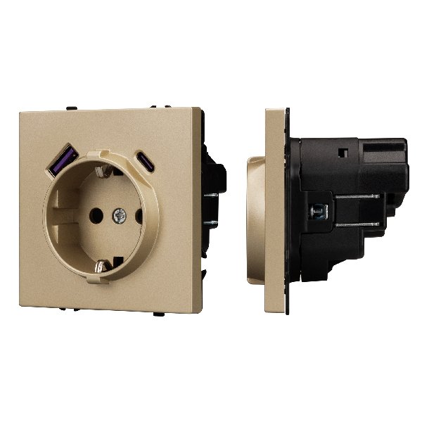 Механизм розетки с USB зарядкой SCT-NOBE-MUAC-SFPL-GD (230V, 16A) (Arlight, -)