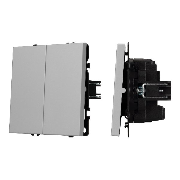 Механизм выключателя двухклавишный перекрёстный SWT-NOBE-MKX2-SFPL-IS (230V, 10A) (Arlight, Никель)