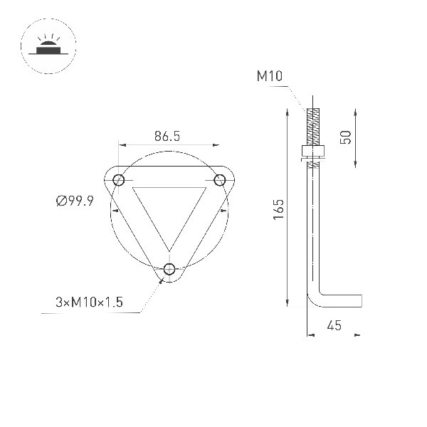 Светильник LGD-GUIDE-BOLL-H1000-20W Warm3500-MIX (GR, 280 deg, 230V) (Arlight, IP65 Металл, 5 лет)