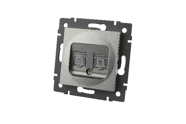 Механизм компьютерной розетки двойной SCT-MPC2-PL-GR-V (RJ-45, CAT6) (Arlight, -)