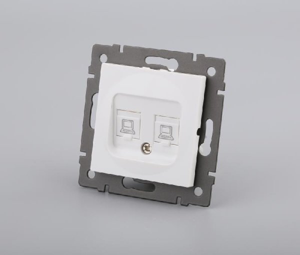 Механизм компьютерной розетки двойной SCT-MPC2-PL-WH-V (RJ-45, CAT6) (Arlight, -)