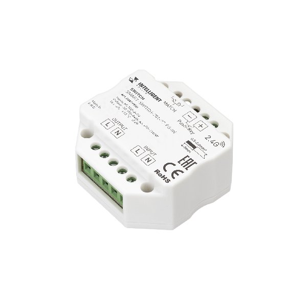 INTELLIGENT ARLIGHT Релейный модуль SMART-SWITCH-701-72-PS-IN  (230V, 1x6A, 2.4G) (IARL, IP20 Пласти
