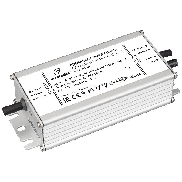 Блок питания ARPV-UH24100-PFC-DALI2-PH (24V, 4.2A, 100W) (Arlight, IP67 Металл, 7 лет)