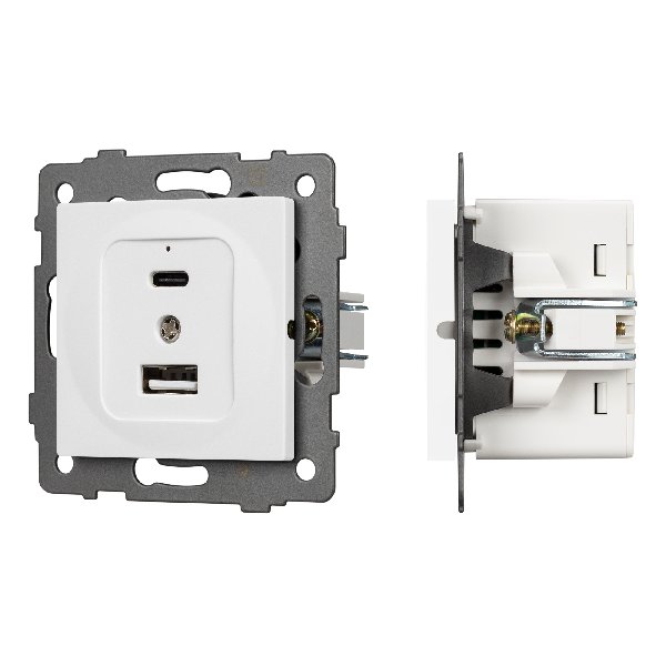 Механизм USB розетки SCT-MUAC-PL-WH-V (5V, 3A, QC4) (Arlight, -)