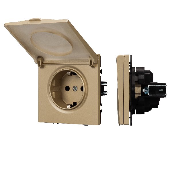 Механизм розетки влагозащищённый SCT-NOBE-MCP-SFPL-GD (230V, 16A) (Arlight, -)