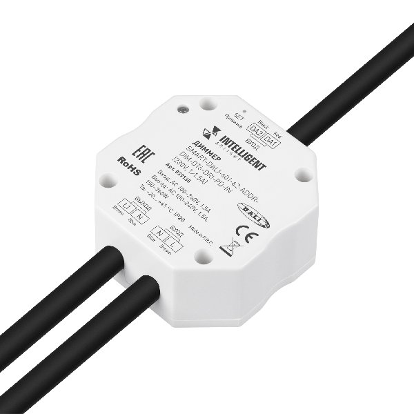 INTELLIGENT ARLIGHT Диммер SMART-DALI-601-62-ADDR-DIM-DT6-DRI-PD-IN (230V, 1x1.5A) (IARL, IP20 Пласт
