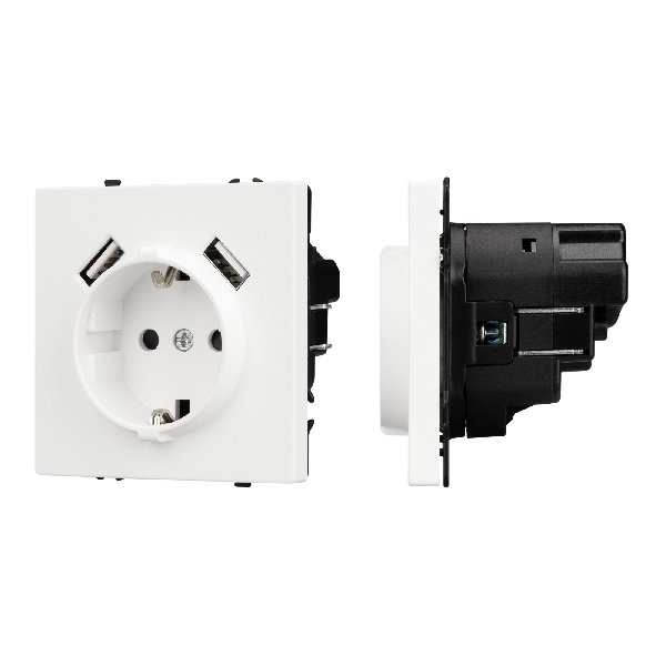 Механизм розетки с USB зарядкой SCT-NOBE-MUAA-SFPL-WH (230V, 16A) (Arlight, -)