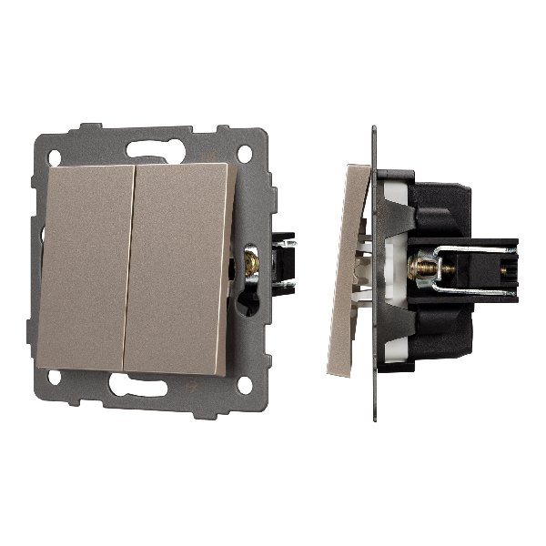 Механизм выключателя двухклавишный проходной SWT-MKP2-PL-GD-V (250V, 10A) (Arlight, -)