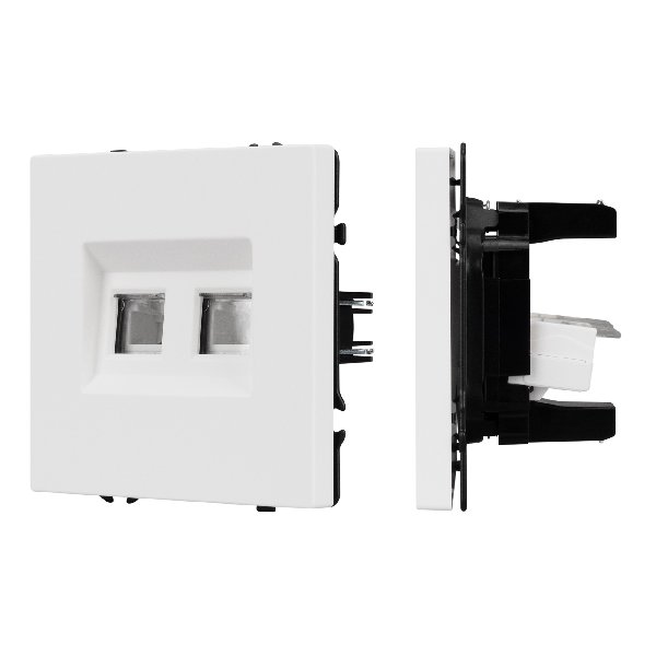 Механизм сдвоенной телефонной розетки SCT-NOBE-MTL2-SFPL-WH (RJ-11, 4C) (Arlight, Белый кварц)