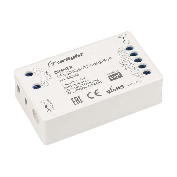 Диммер ARL-SIRIUS-TUYA-MIX-SUF (12-24V, 4x4A, 2.4G) (Arlight, IP20 Пластик, 3 года)
