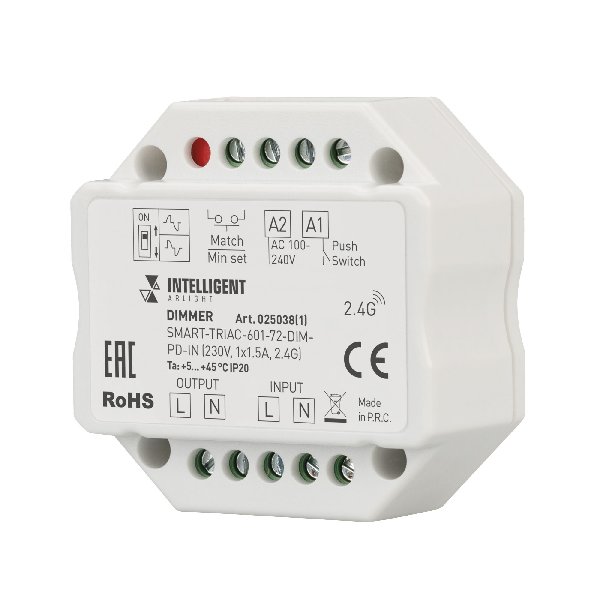 INTELLIGENT ARLIGHT Диммер SMART-TRIAC-601-72-DIM-PD-IN (230V, 1x1.5A, 2.4G) (IARL, IP20 Пластик, 5 