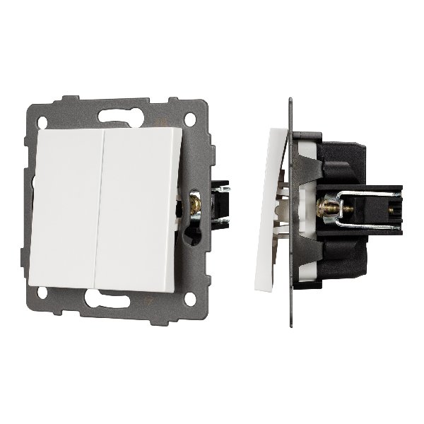 Механизм выключателя двухклавишный непроходной SWT-MK02-PL-WH-V (250V, 10A) (Arlight, -)