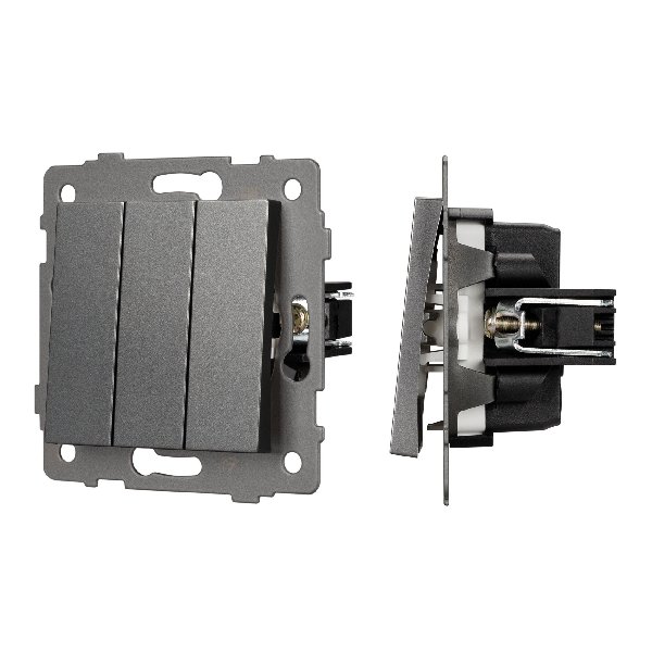 Механизм выключателя трехклавишный непроходной SWT-MK03-PL-GR-V (250V, 10A) (Arlight, -)