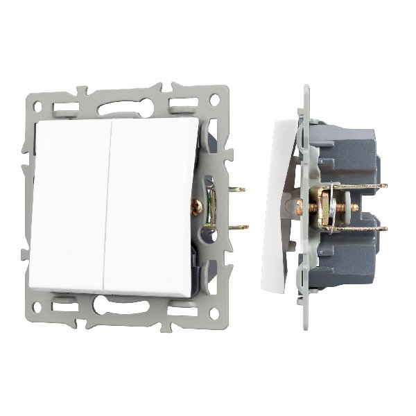 Механизм выключателя двухклавишный непроходной SWT-MK02-PL-WH (250V, 16A) (Arlight, -)