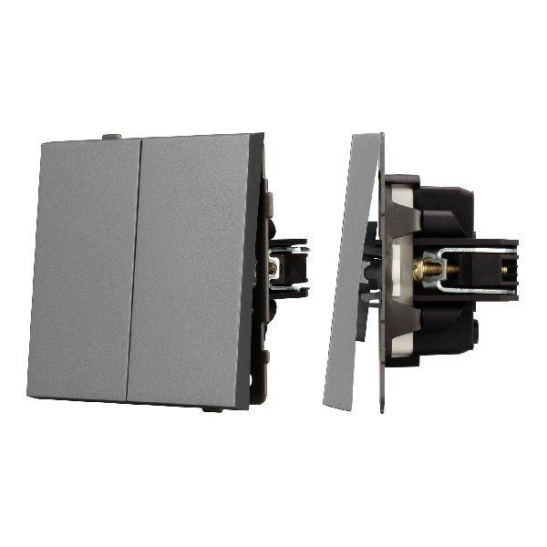 Механизм выключателя двухклавишный проходной SWT-TENDO-MKP2-PL-GR (230V, 10A) (Arlight, -)