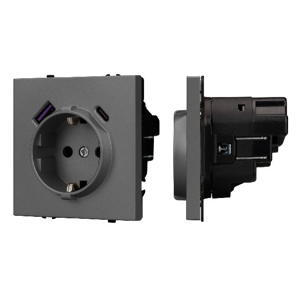 Механизм розетки с USB зарядкой SCT-NOBE-MUAC-SFPL-GR (230V, 16A) (Arlight, -)