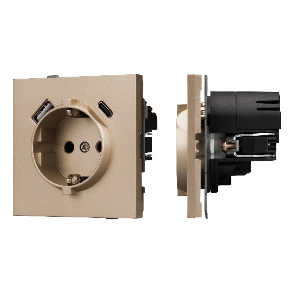 Механизм розетки с USB зарядкой SCT-TENDO-MUAC-PL-GD (230V, 16A) (Arlight, -)