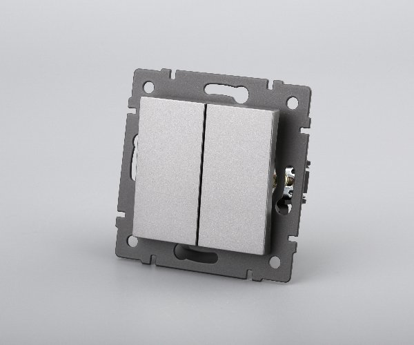 Механизм выключателя двухклавишный самовозвратный SWT-MKR2-PL-GR-V (250V, 10A) (Arlight, -)