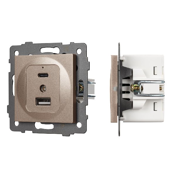 Механизм USB розетки SCT-MUAC-PL-GD-V (5V, 3A, QC4) (Arlight, -)