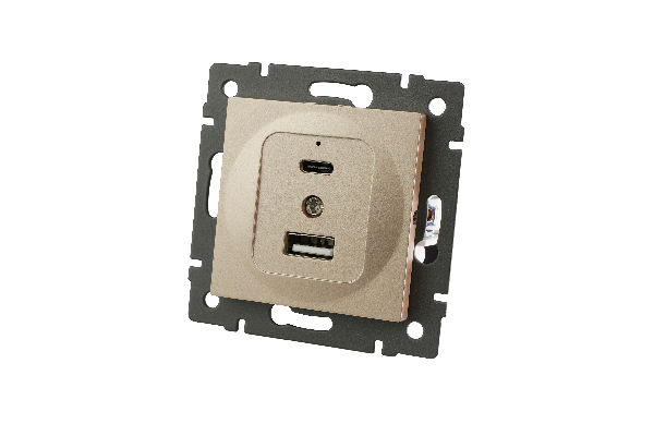 Механизм USB розетки SCT-MUAC-PL-GD-V (5V, 3A, QC4) (Arlight, -)