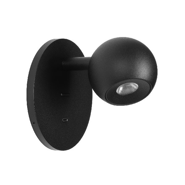 Светильник SP-OTTORI-WALL-CHARGE-6W Warm3000 (BK, 30 deg, 230V, USB-C) (Arlight, IP20 Металл, 3 года