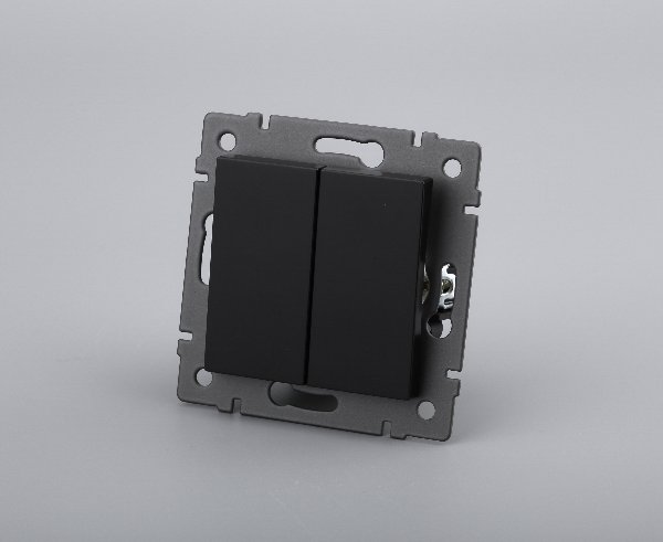 Механизм выключателя двухклавишный самовозвратный SWT-MKR2-PL-BK-V (250V, 10A) (Arlight, -)