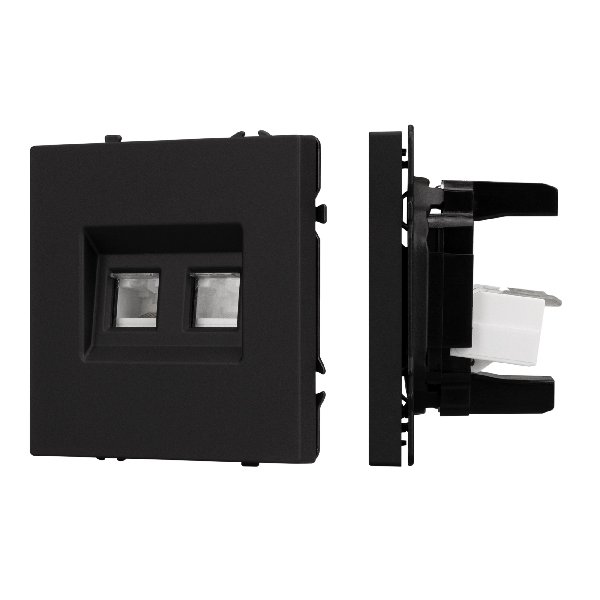 Механизм сдвоенной телефонной розетки SCT-NOBE-MTL2-SFPL-BK (RJ-11, 4C) (Arlight, Черный оникс)