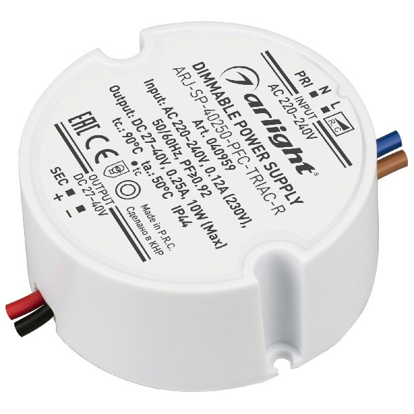 Блок питания ARJ-SP-40250-PFC-TRIAC-R (10W, 27-40V, 250mA) (Arlight, IP44 Пластик, 5 лет)